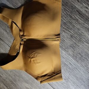 Brown Zip-Front Sports Bra